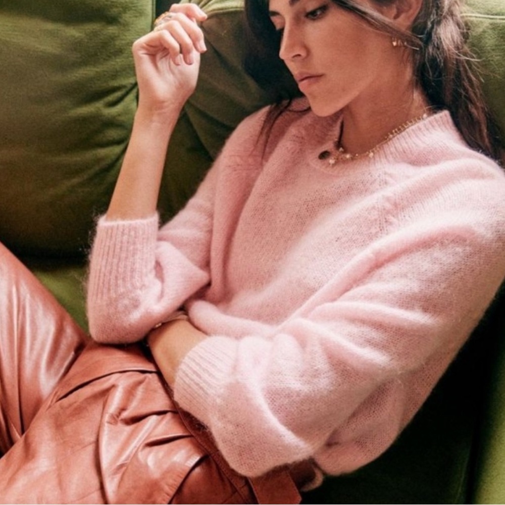 Sezane Pink Crew Neck Sweater